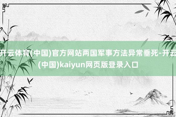 开云体育(中国)官方网站两国军事方法异常垂死-开云(中国)kaiyun网页版登录入口