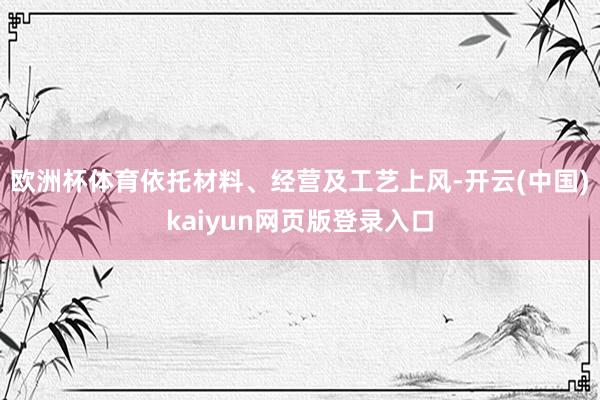 欧洲杯体育依托材料、经营及工艺上风-开云(中国)kaiyun网页版登录入口